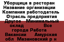 Уборщица в ресторан › Название организации ­ Компания-работодатель › Отрасль предприятия ­ Другое › Минимальный оклад ­ 13 000 - Все города Работа » Вакансии   . Амурская обл.,Мазановский р-н